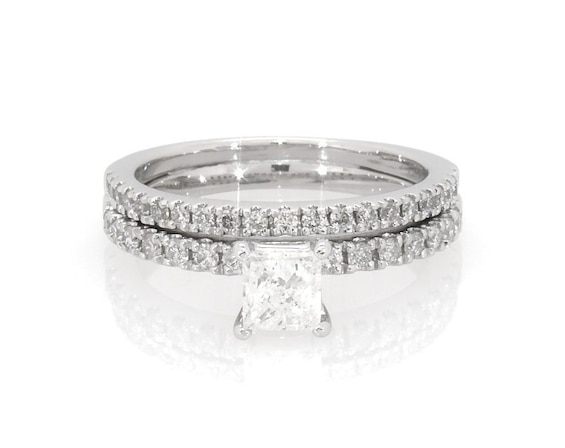 Previously Owned Princess-Cut Diamond Bridal Set 7/8 ct tw 14K White Gold Size 5.75