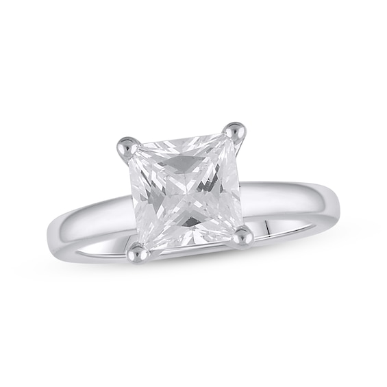 Previously Owned Lab-Grown Diamonds Princess-Cut Solitaire Engagement Ring 2 ct tw 14K White Gold (F/SI2)