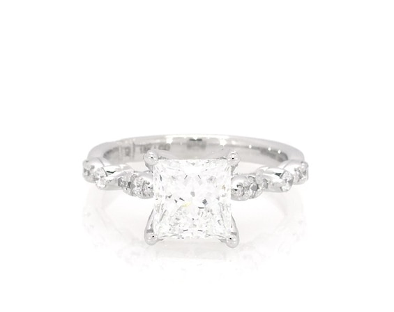 Previously Owned Monique Lhuillier Bliss Princess-Cut Lab-Grown Diamond Engagement Ring 1-7/8 ct tw 18K White Gold