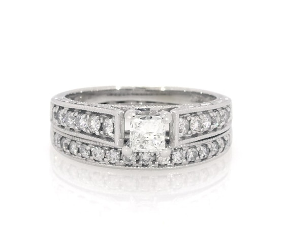 Previously Owned Princess-Cut Diamond Bridal Set 7/8 ct tw 14K White Gold Size 5.25