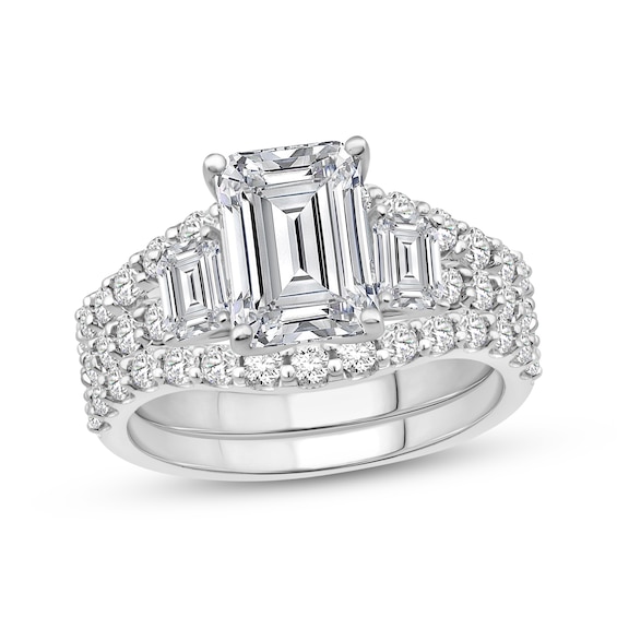 Previously Owned Emerald-Cut Lab-Grown Diamond Bridal Set 4-7/8 ct tw 14K White Gold