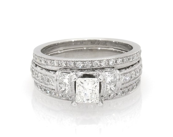 Previously Owned Neil Lane Princess-Cut Diamond Bridal Set 1-1/2 ct tw 14K White Gold 6.5