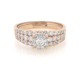 Previously Owned Round-Cut Diamond Halo Bridal Set 1-1/3 ct tw 14K Rose Gold Size 7.75