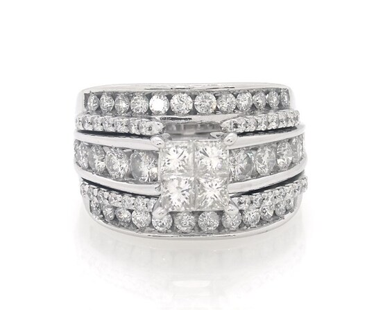 Previously Owned Princess-Cut Quad Diamond Bridal Set 2-3/4 ct tw 14K White Gold Size 9