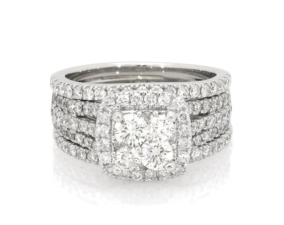 Previously Owned Round-Cut Multi-Diamond Bridal Set 1-3/4 ct tw 14K White Gold Size 6.75