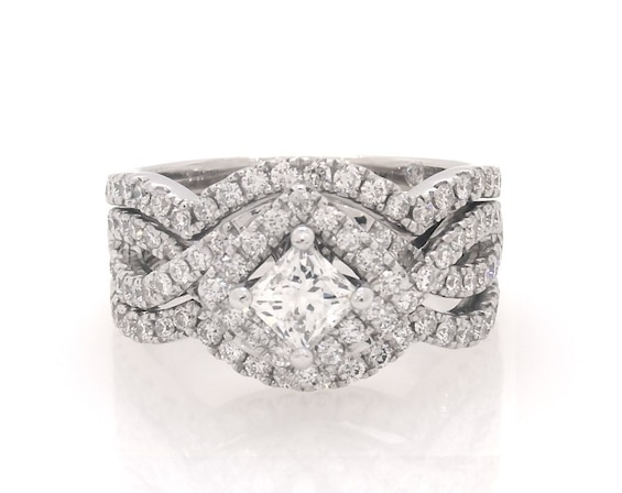 Previously Owned THE LEO Diamond Princess-Cut Bridal Set 1-5/8 ct tw 14K White Gold Size 7.25