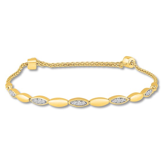 Previously Owned Diamond Bolo Bracelet 1/6 ct tw Round-cut 10K Yellow Gold 9.5"