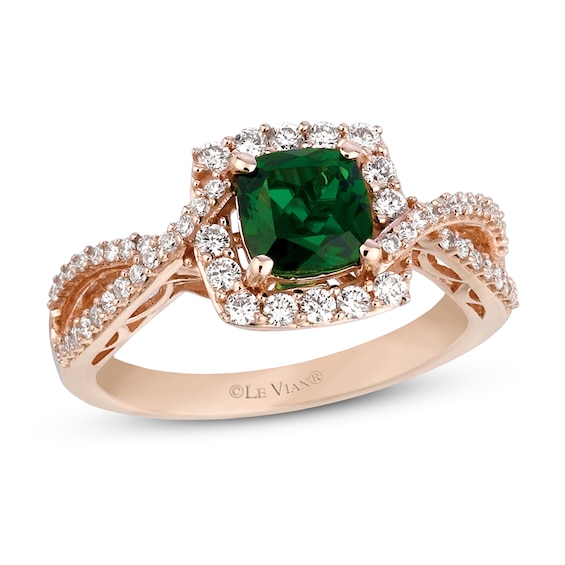 Previously Owned Le Vian Natural Chrome Diopside Ring 3/8 ct tw Diamonds 14K Strawberry Gold