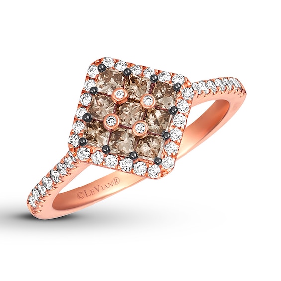 Previously Owned Le Vian Princess-Cut Chocolate Diamond Ring 7/8 ct tw 14K Gold