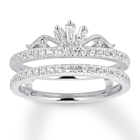Previously Owned Diamond Enhancer Ring 1/2 ct tw Round/Baguette 14K White Gold