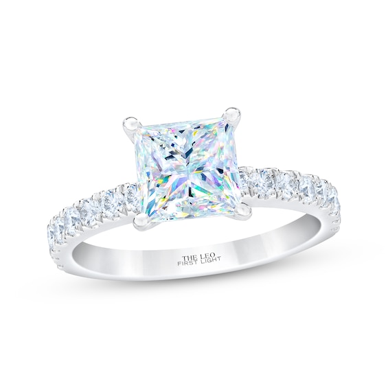 Previously Owned THE LEO First Light Diamond Princess-Cut Engagement Ring 2-3/8 ct tw 14K White Gold