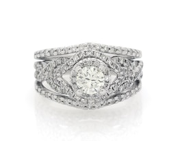 Previously Owned Round-Cut Diamond Soldered Bridal Set 1-1/5 ct tw 14K White Gold Size 7