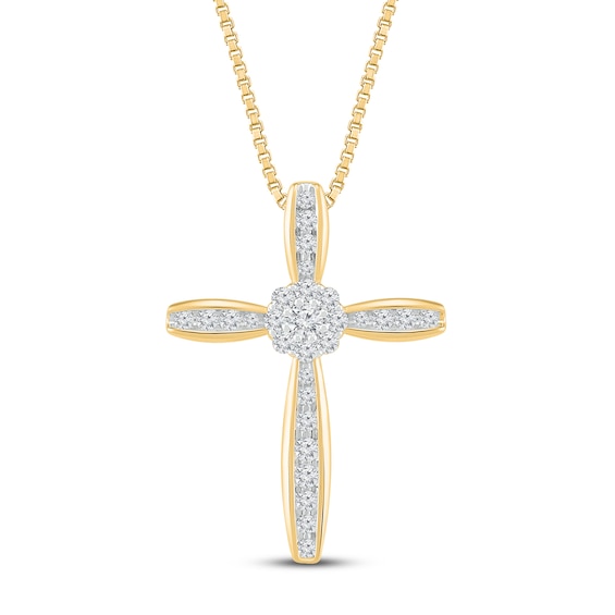 Previously Owned Diamond Cross Necklace 1/4 ct tw 10K Yellow Gold 18"