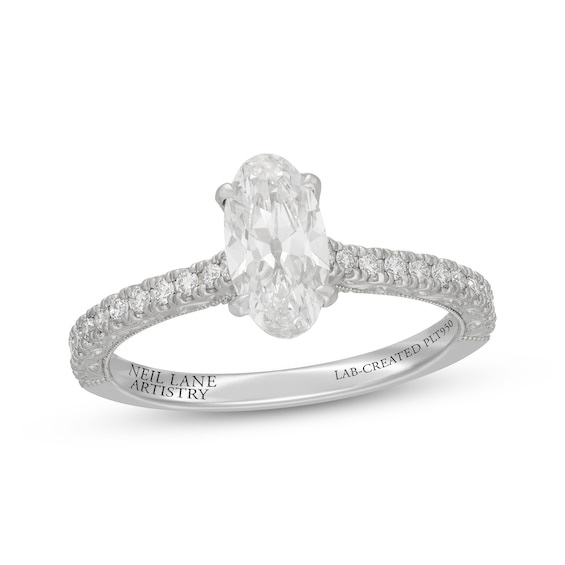 Previously Owned Neil Lane Artistry Heritage Oval-Cut Lab-Grown Diamond Engagement Ring 1-1/3 ct tw Platinum