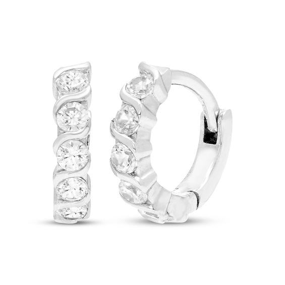 Previously Owned Diamond Swirl Huggie Hoop Earrings 1/4 ct tw 10K White Gold