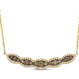 Previously Owned Le Vian Chocolate Waterfall Diamond Curved Bar Necklace 3/4 ct tw 14K Honey Gold 19"