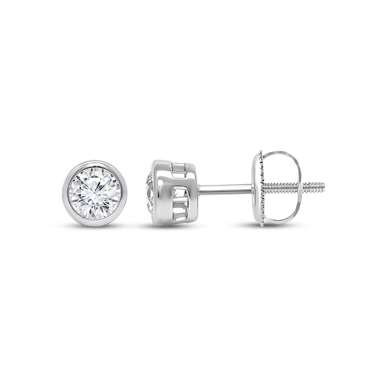 Previously Owned KAY Lab-Grown Diamonds Round-Cut Bezel-Set Solitaire Stud Earrings 1/2 ct tw 14K White Gold (F/SI2)