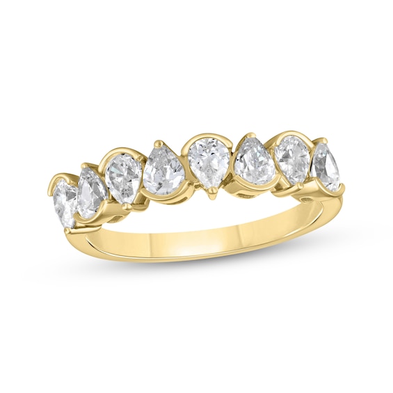 Previously Owned Lab-Grown Diamonds Pear-Shaped Alternating Anniversary Ring 1-5/8 ct tw 14K Yellow Gold