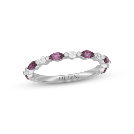 Previously Owned Neil Lane Garnet & Diamond Anniversary Ring 1/6 ct tw 14K White Gold