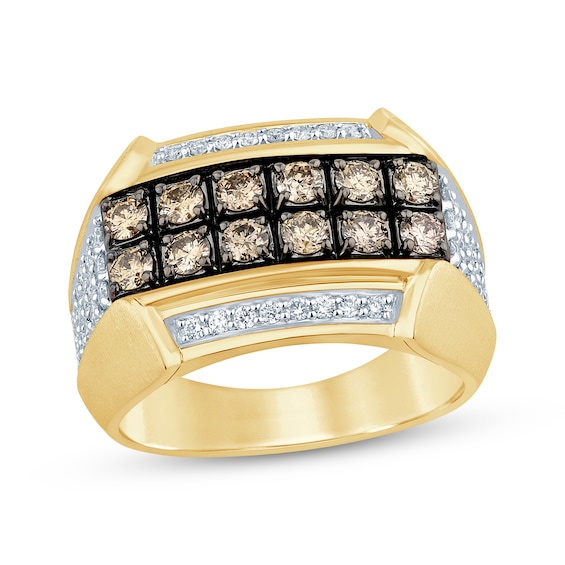 Previously Owned Men's Brown & White Diamond Ring 1-1/2 ct tw 10K Yellow Gold