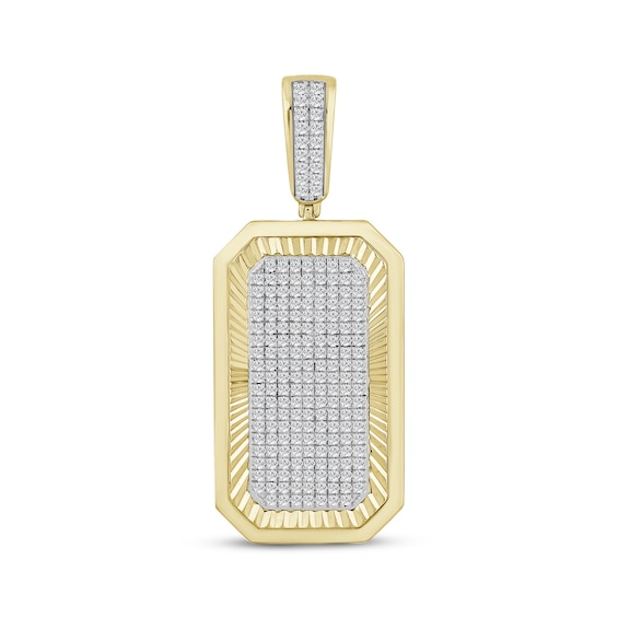 Previously Owned Men's Multi-Diamond Dog Tag Charm 3/4 ct tw 10K Yellow Gold
