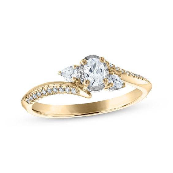 Previously Owned Memories Moments Magic Oval-Cut & Pear-Shaped Diamond Bypass Engagement Ring 3/8 ct tw 14K Two-Tone Gold