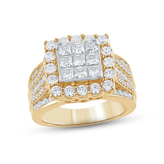 Previously Owned Diamond Engagement Ring 2-1/2 ct tw Princess & Round-cut 10K Two-Tone Gold