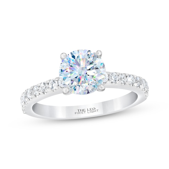 Previously Owned THE LEO First Light Round-Cut Diamond Engagement Ring 1-7/8 ct tw 14K White Gold