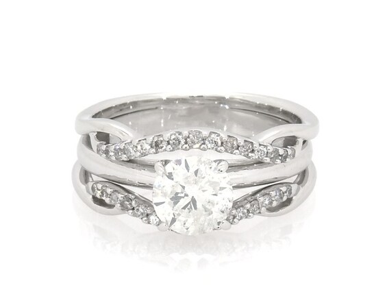 Previously Owned Round-Cut Diamond Bridal Set 1-1/8 ct tw 10K & 14K White Gold Size 9