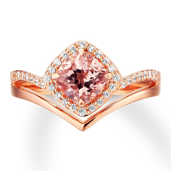 Previously Owned Morganite Engagement Ring 1/5 ct tw Diamonds 14K Rose Gold