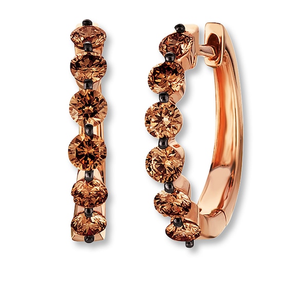 Previously Owned Le Vian Chocolate Diamond Earrings 1 ct tw 14K Strawberry Gold