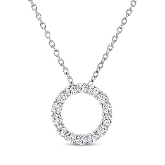 Previously Owned THE LEO Diamond Open Circle Necklace 1/2 ct tw 14K White Gold 19"