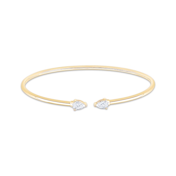 Previously Owned KAY Lab-Grown Diamonds Pear-Shaped Open Flex Cuff Bracelet 1/2 ct tw 10K Yellow Gold