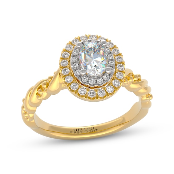 Previously Owned THE LEO First Light Diamond Oval-Cut Engagement Ring 3/4 ct tw 14K Two-Tone Gold