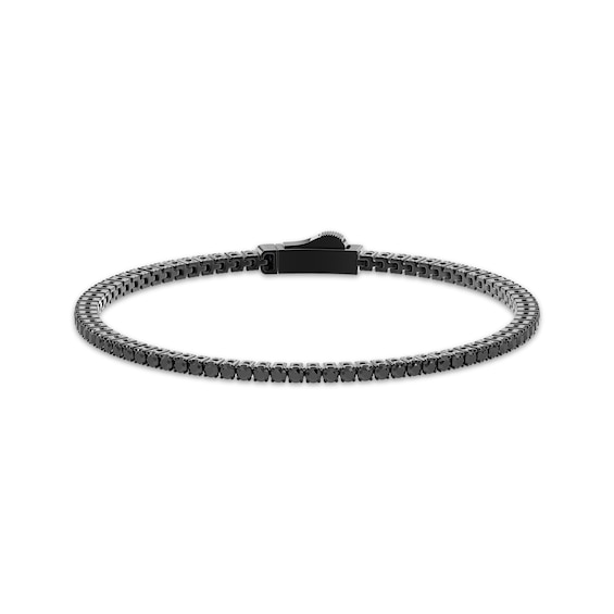 Previously Owned Men's Black Diamond Tennis Bracelet 7 ct tw Black Ion-Plated Sterling Silver 8.5"