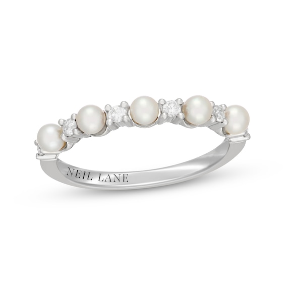 Previously Owned Neil Lane Cultured Akoya Pearl & Diamond Anniversary Ring 1/6 ct tw 14K White Gold