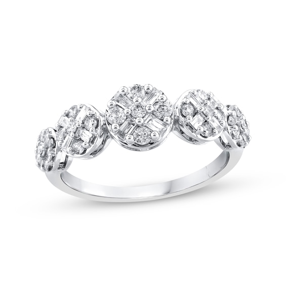 Previously Owned Baguette & Round-Cut Diamond Anniversary Band 1/2 ct tw 10K White Gold