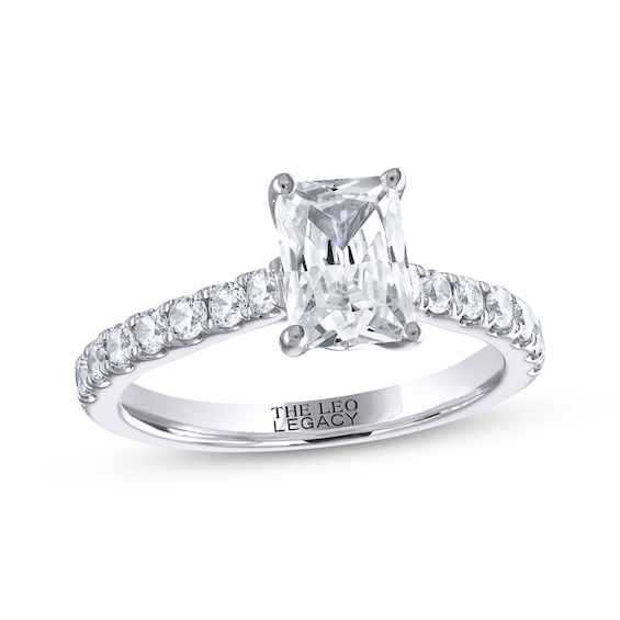 Previously Owned THE LEO Legacy Lab-Grown Diamond Emerald-Cut Engagement Ring 1-7/8 ct tw 14K White Gold