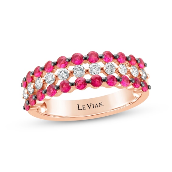 Previously Owned Le Vian Ruby Ring 1/3 ct tw Diamonds 14K Strawberry Gold