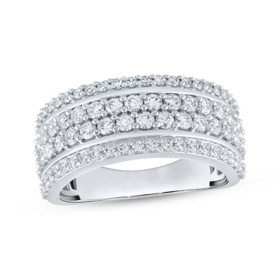 Previously Owned Men's Lab-Grown Diamond Four-Row Ring 2 ct tw 10K White Gold