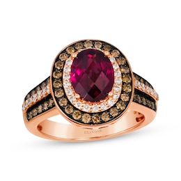 Previously Owned Le Vian Rhodolite Garnet Ring 7/8 ct tw Diamonds 14K Strawberry Gold