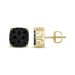 Previously Owned Men's Black Diamond Stud Earrings 1 ct tw 10K Yellow Gold