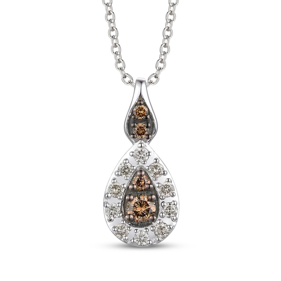 Previously Owned Le Vian Diamond Teardrop Necklace 1/6 ct tw 14K Vanilla Gold 19"
