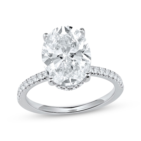 Previously Owned Lab-Grown Diamonds Oval-Cut Engagement Ring 4-1/4 ct tw 14K White Gold