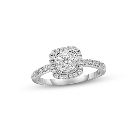 Previously Owned Diamond Engagement Ring 3/4 ct tw Round-cut 14K White Gold
