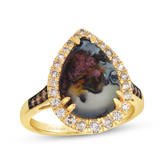 Previously Owned Le Vian Pear-Shaped Aquadite Ring 3/8 ct tw Diamonds 14K Honey Gold