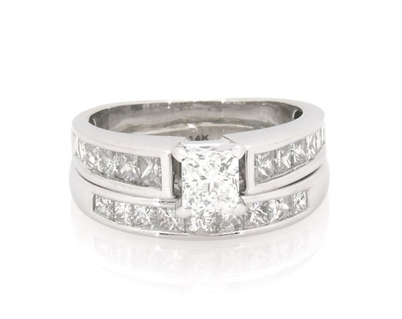 Previously Owned Princess-Cut Diamond Bridal Set 1-5/8 ct tw 14K White Gold Size 5.75