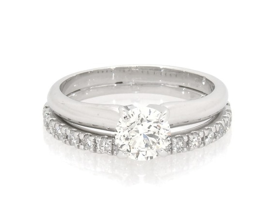 Previously Owned Round-Cut Diamond Bridal Set 7/8 ct tw 14K White Gold Size 4