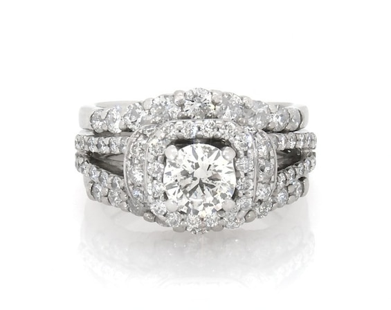 Previously Owned Diamond Bridal Set 2 ct tw Round-Cut 14K White Gold Size 5