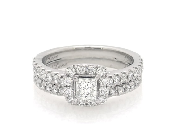 Previously Owned Neil Lane Princess-Cut Diamond Halo Bridal Set 1 ct tw 14K White Gold Size 6.75